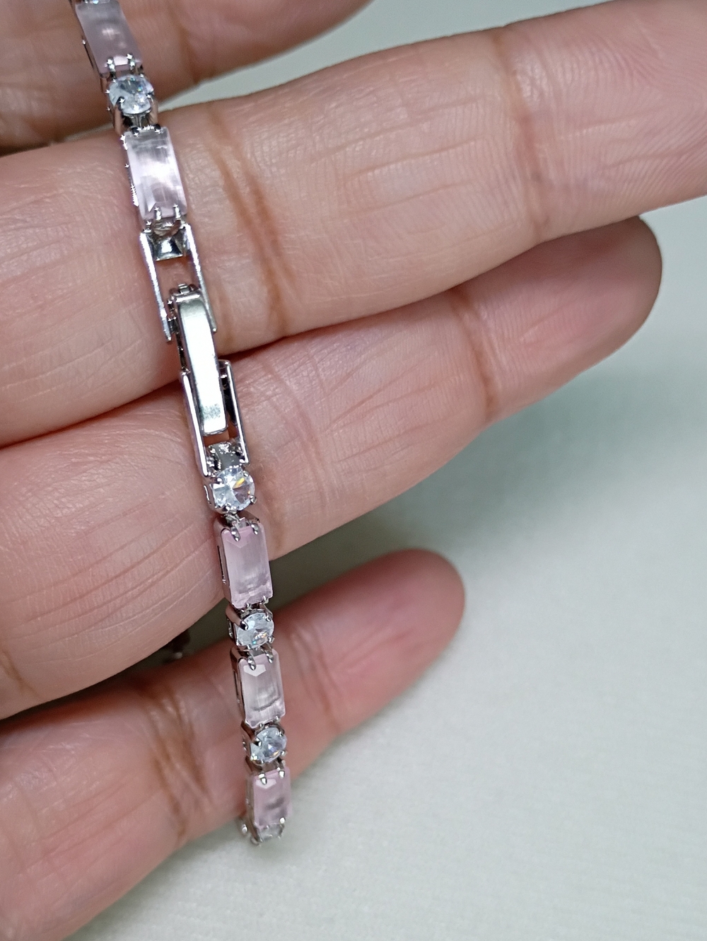 New Delicate Pink Stone Tennis Bracelet - Women's Jewelry 🚨 - Picture 6 of 6